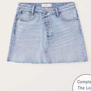 Crossover Waistband Denim Mini Skirt